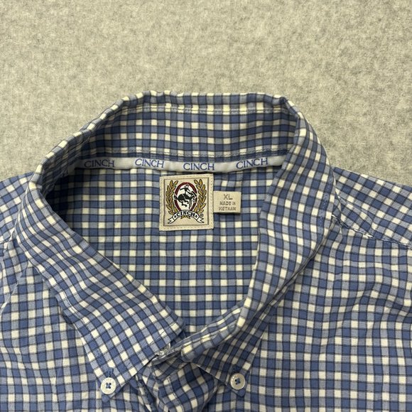 Cinch Shirt Mens XL Blue Plaid Button Up Western Cowboy Casual Long Sleeve - Picture 6 of 7